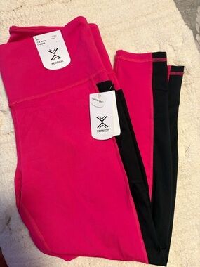 L | Xersion Hot Pink and Black Womens'Active Leggings